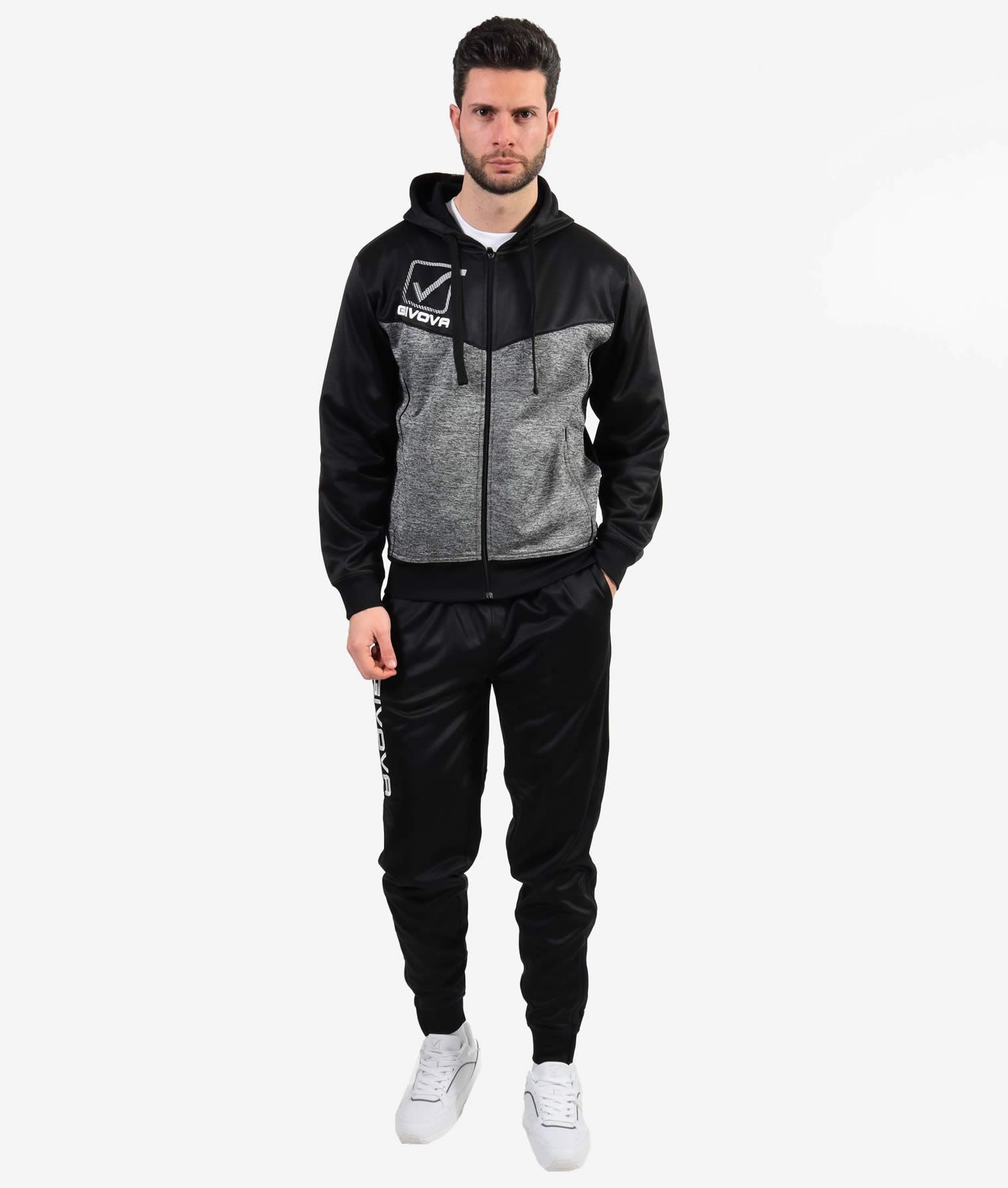 TUTA VISA MELANGE CON CAPPUCCIO POLARFLEECE GIVOVA TR018P-1044