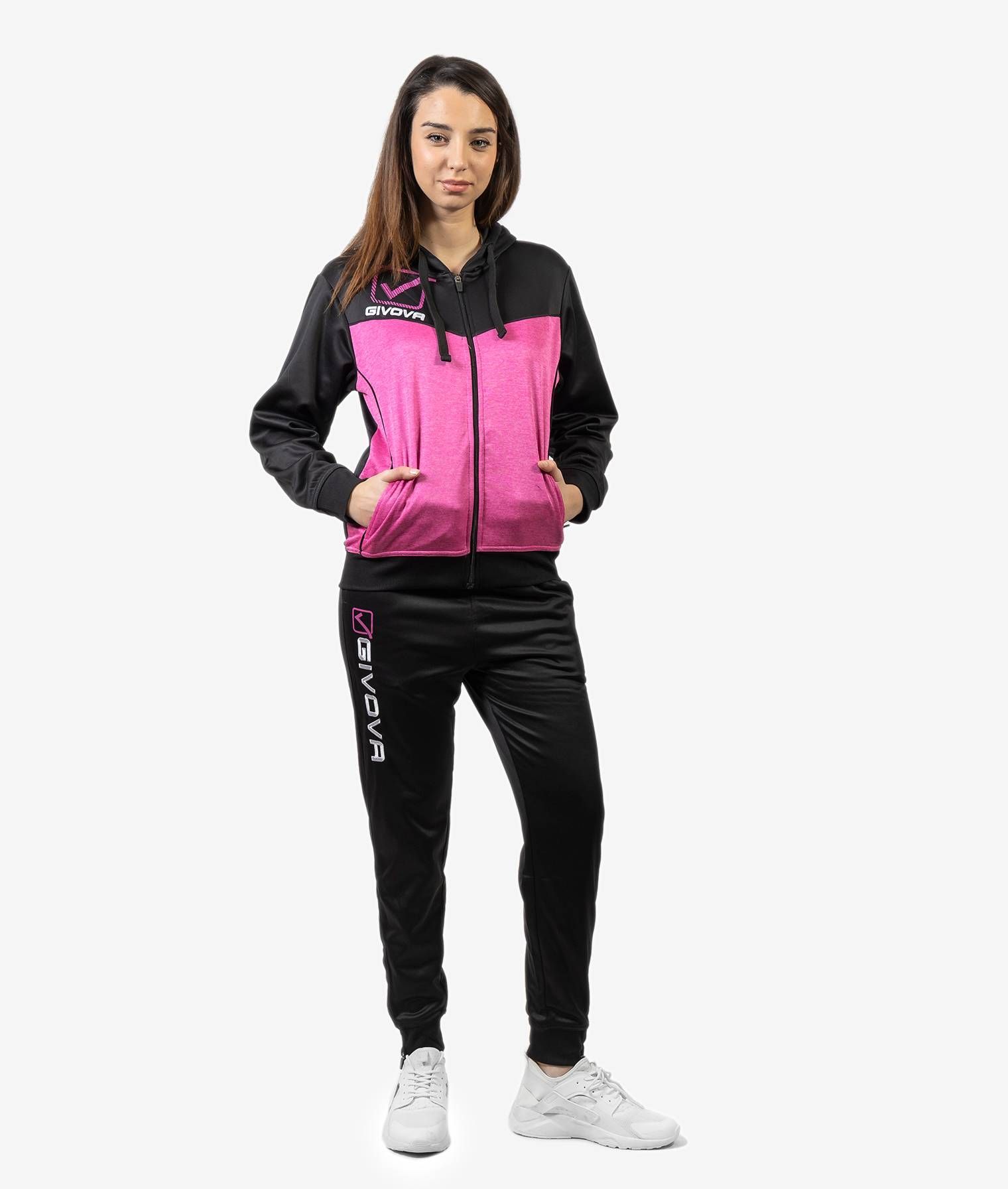 TUTA VISA MELANGE CON CAPPUCCIO POLARFLEECE GIVOVA TR018P-6010