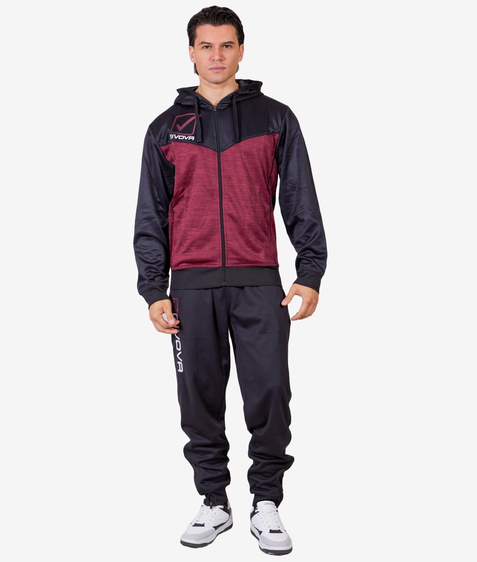 TUTA VISA MELANGE CON CAPPUCCIO POLARFLEECE GIVOVA TR018P-0810