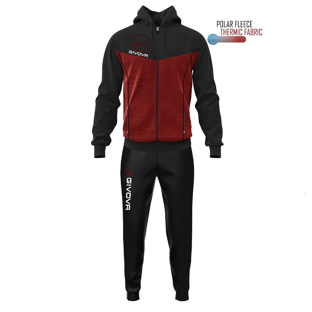 TUTA VISA MELANGE CON CAPPUCCIO POLARFLEECE GIVOVA TR018P-0810