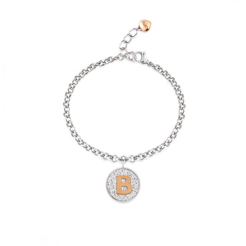 Bracciale da donna in Acciaio Ops Objects Coin lettera B Glitter OPSBR-672