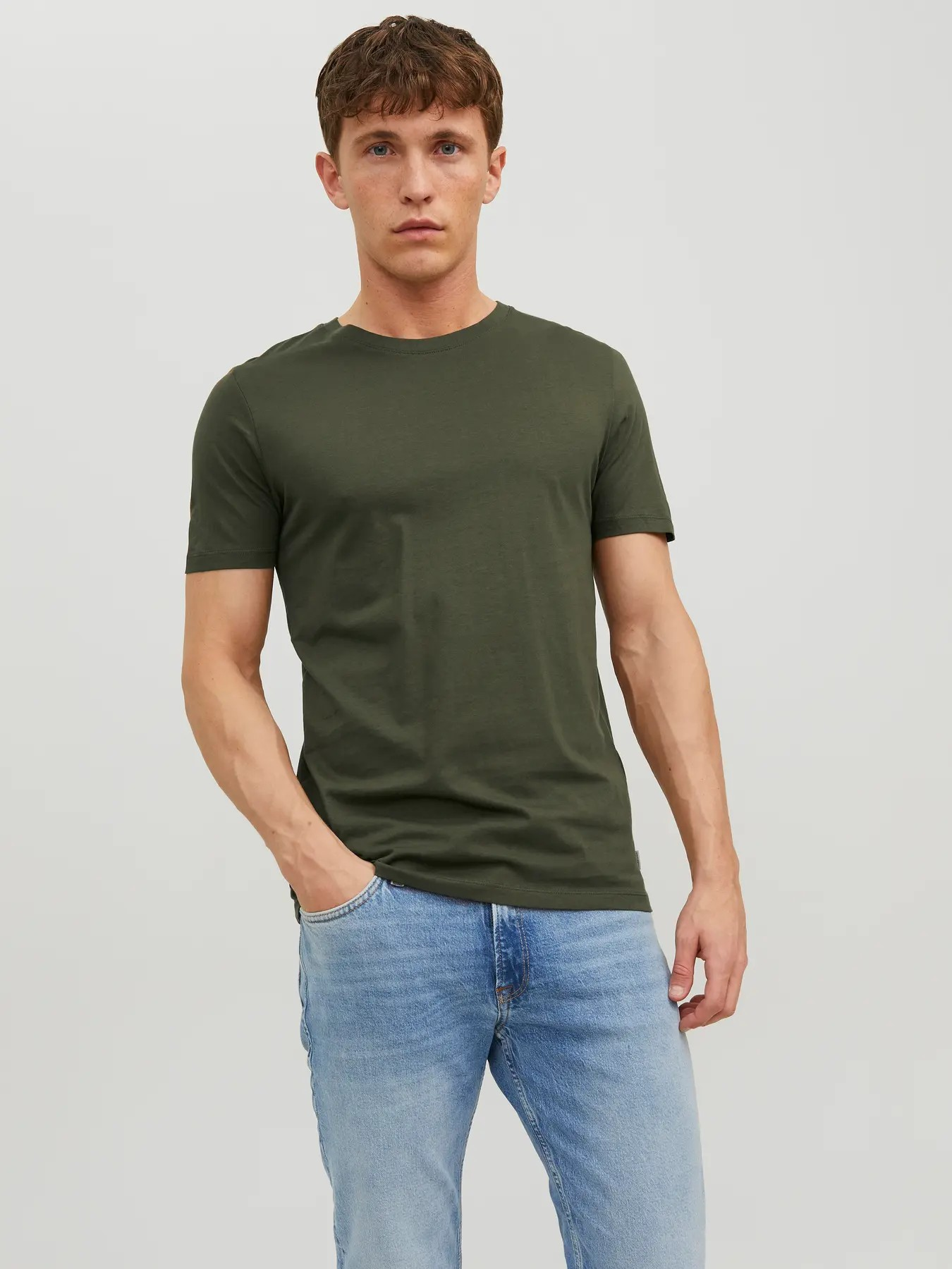 T-SHIRT JJEORGANIC BASIC TEE SS O-NECK NOOS 12156101-OLIIVE 100% Cotton