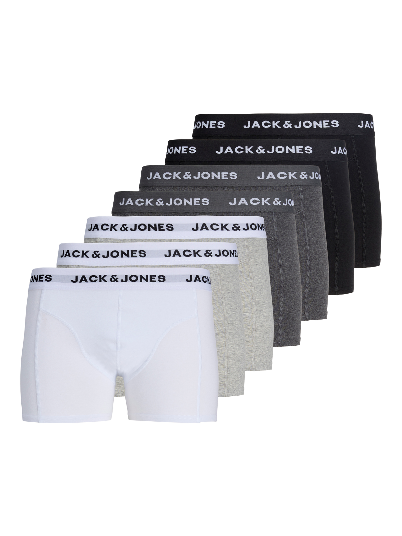 JACJJ SOLID TRUNKS 7 PACK LN 12285371-BIANCO GREY