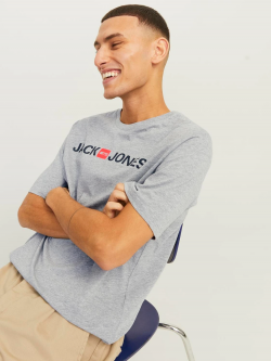 T-SHIRT JJECORP LOGO TEE 12137126-LT_GREY                            COTONE